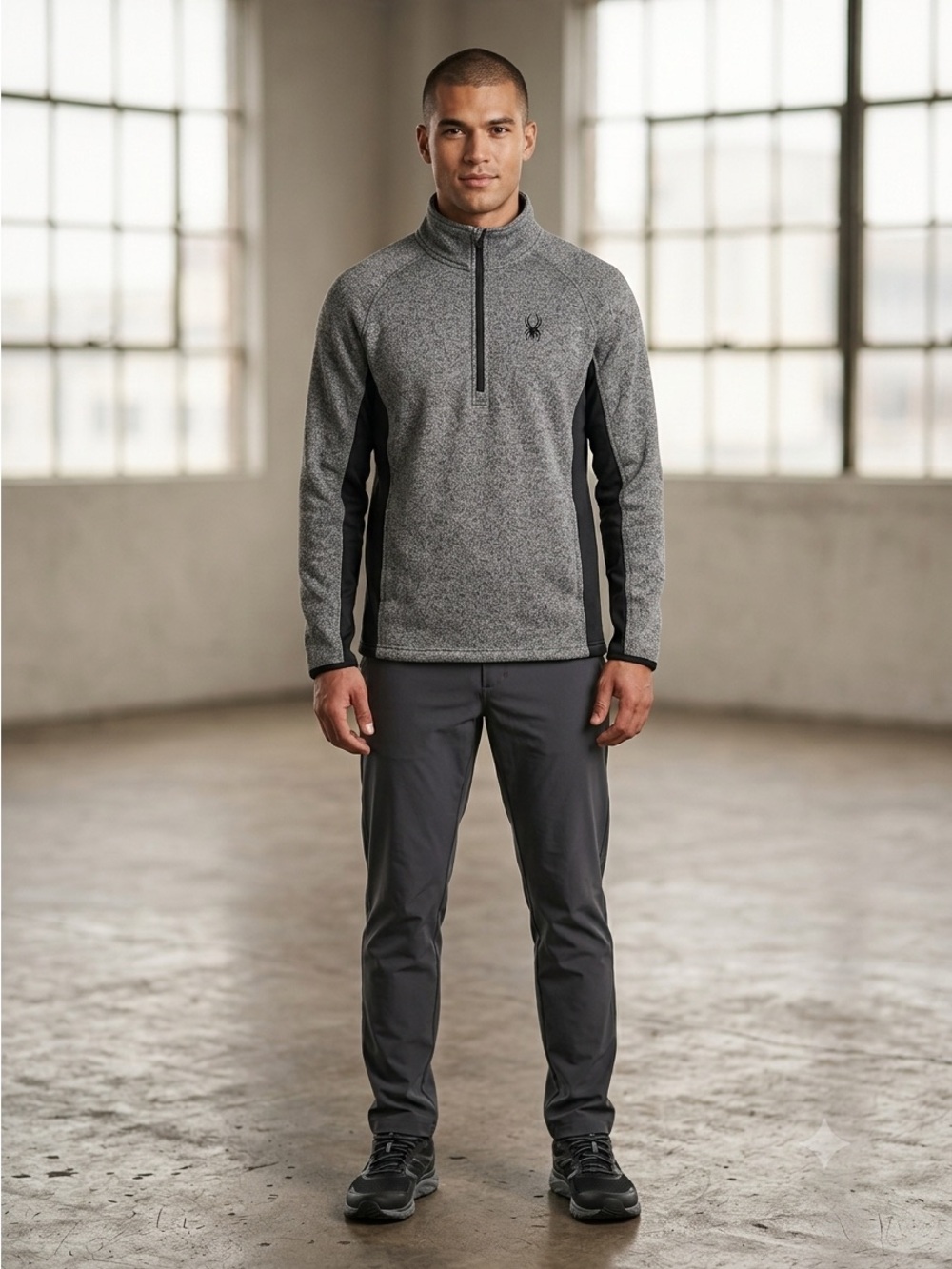 Spyder Mens Size XL Heather Gray Quarter Zip Fleece Sweater Pullover